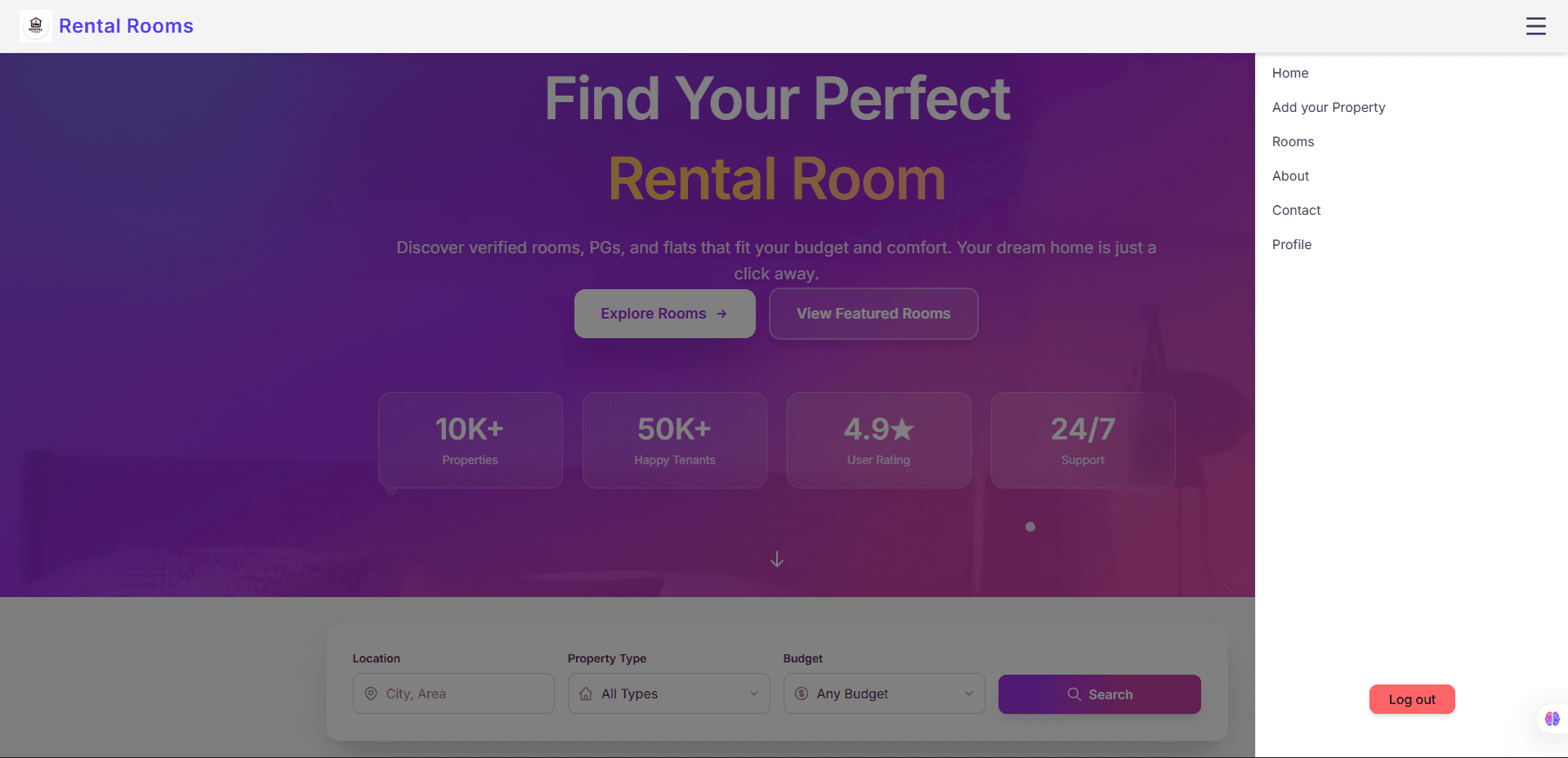 Rental Rooms Website